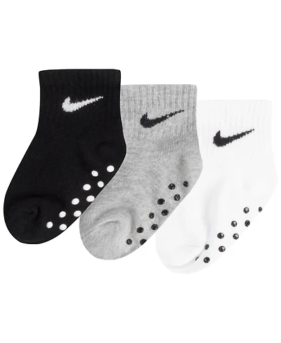 Nike Baby Boys or Girls Core Ankle Gripper Socks, Pack of 3