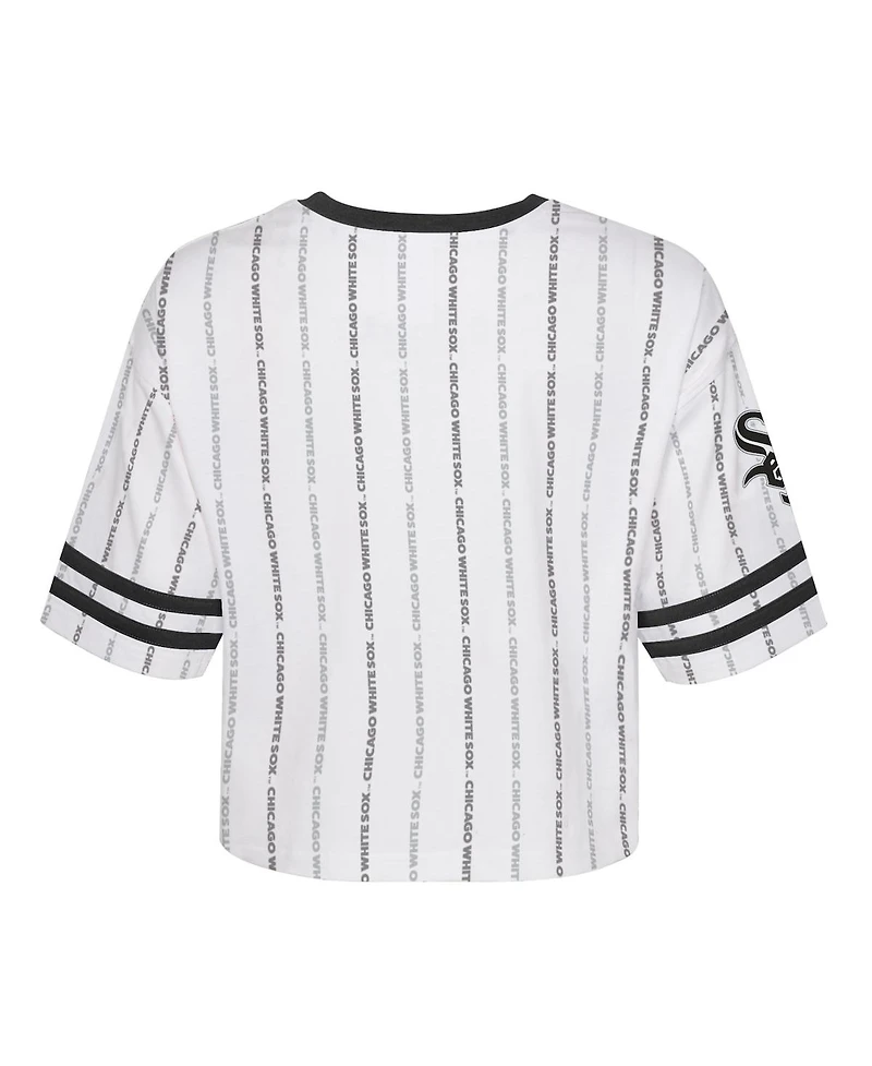Big Girls White Chicago Sox Ball Striped T-shirt