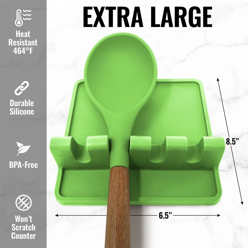 Extra Large Silicone Utensil Rest with Drip Pad for Multiple Utensils
