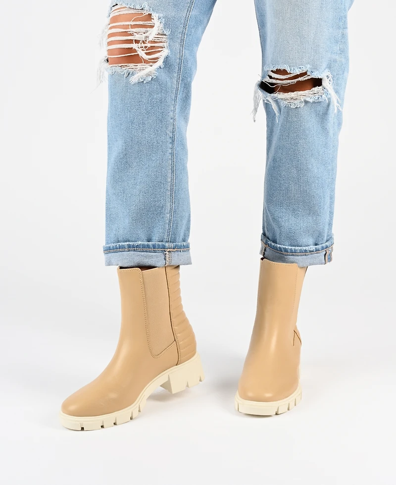 Journee Collection Women's Tatiana Pull On Stretch Gore Lug Sole Booties