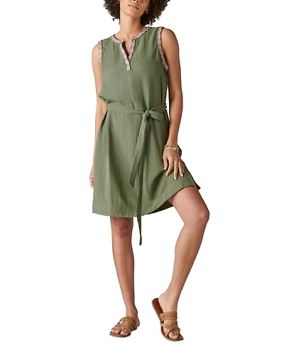 Lucky Brand Women's Embroidered Sleeveless Popover Dress