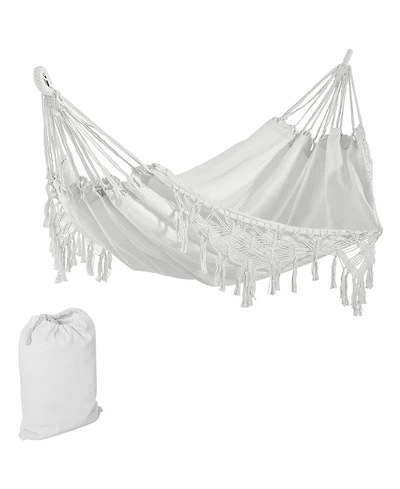 Outsunny Extra Large Boho Hammock with Macrame Tassels,