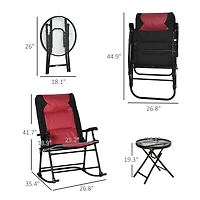 Outsunny 3PC Folding Outdoor Furniture Set, Rocking Chairs, Table,