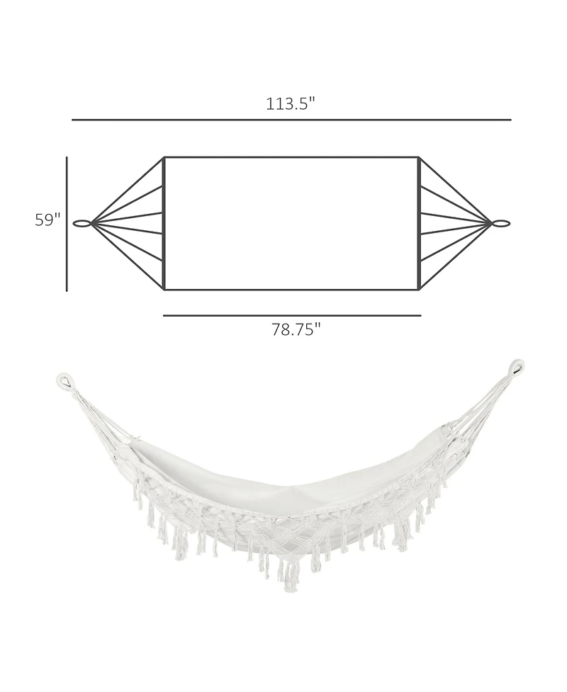 Outsunny Extra Large Boho Hammock with Macrame Tassels,