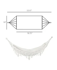 Outsunny Extra Large Boho Hammock with Macrame Tassels,