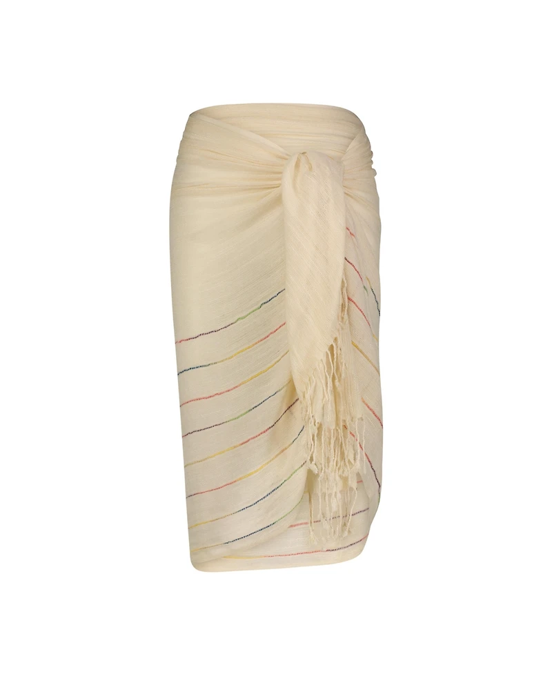 Laundry by Shelli Segal Women's Lightweight Slub Rainbow Striped Fringe Scarf