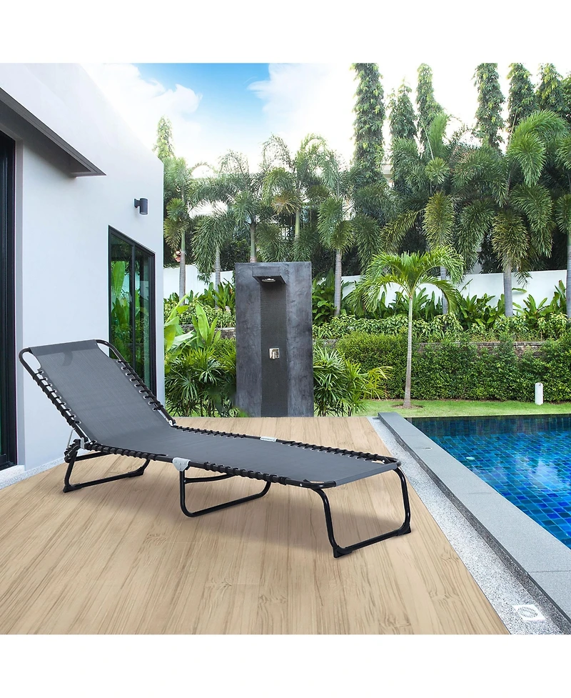 Outsunny Outdoor Folding Chaise Lounge Chair Portable Lightweight Reclining Garden Sun Lounger with 4-Position Adjustable Backrest for Patio, Deck, an