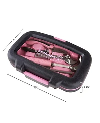 15-Piece Household Hand Tool Set with Carry Case a" Tool Kit with Screwdrivers, Pliers, and Wrenches a" Great for Home or Car by Stalwart (Pink)