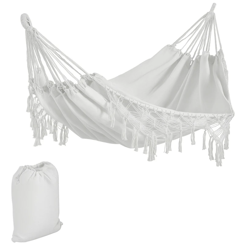 Outsunny Extra Large Boho Hammock with Macrame Tassels,
