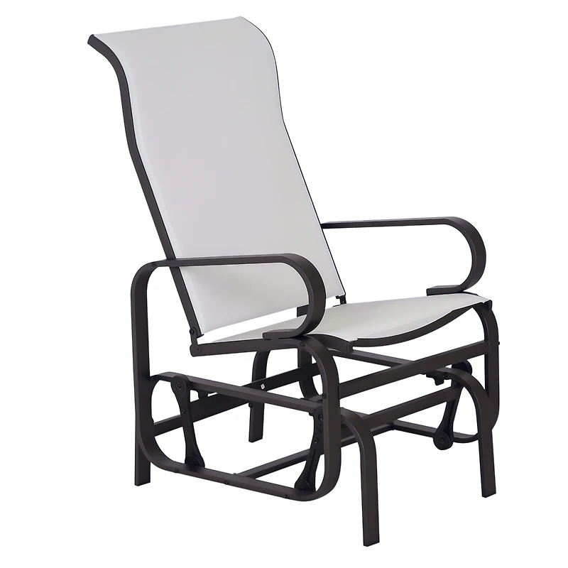 Outsunny Gliding Lounger Chair, Outdoor Swinging Chair with Smooth Rocking Arms and Lightweight Construction for Patio Backyard, Beige