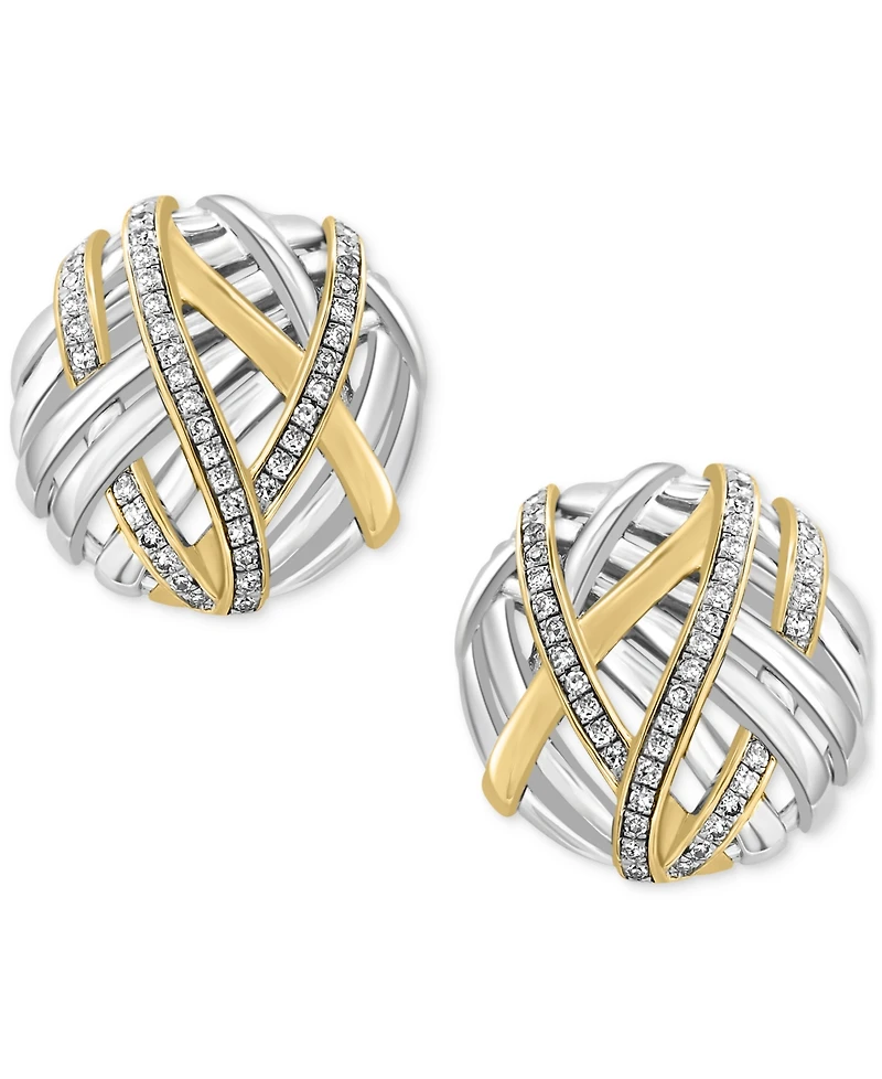 Effy Diamond Intertwining Stud Earrings (1/3 ct. t.w.) in Sterling Silver & 14k Gold-Plate
