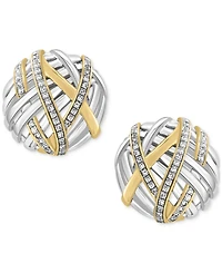 Effy Diamond Intertwining Stud Earrings (1/3 ct. t.w.) in Sterling Silver & 14k Gold-Plate