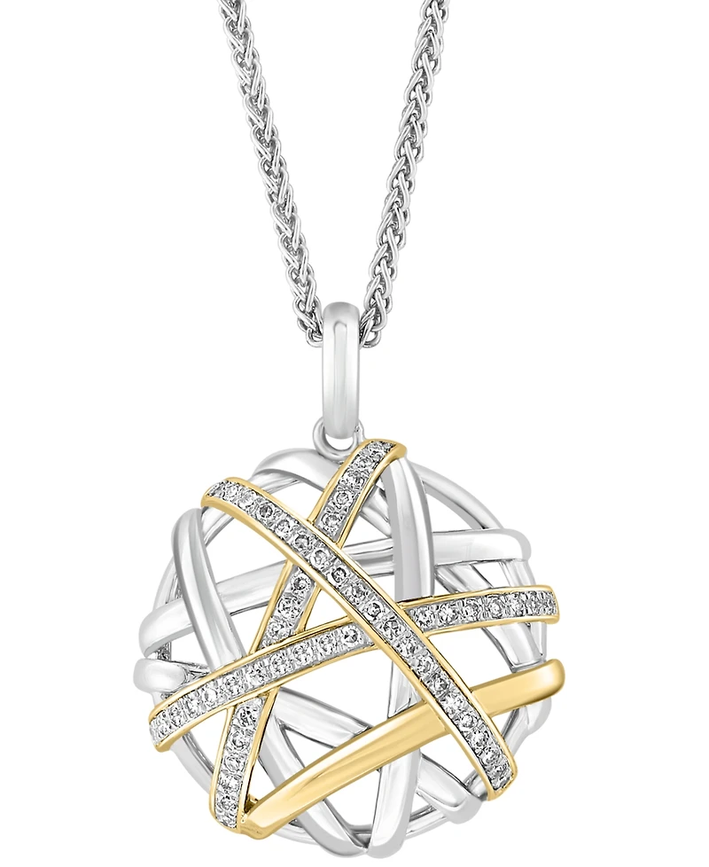 Effy Diamond Intertwining 18" Pendant Necklace (1/4 ct. t.w.) in Sterling Silver & 14k Gold-Plate