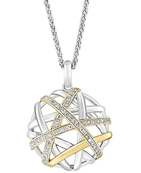 Effy Diamond Intertwining 18" Pendant Necklace (1/4 ct. t.w.) in Sterling Silver & 14k Gold-Plate