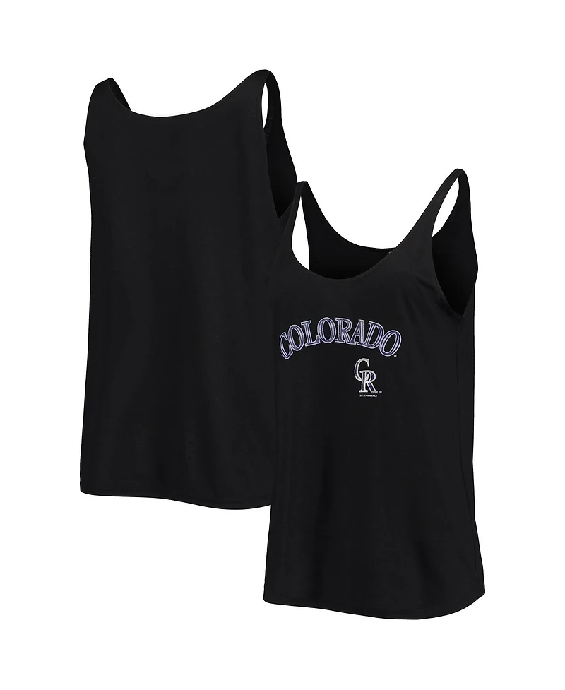 Women's Soft As A Grape Black Colorado Rockies Slouchy Tank Top