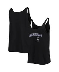 Women's Soft As A Grape Black Colorado Rockies Slouchy Tank Top