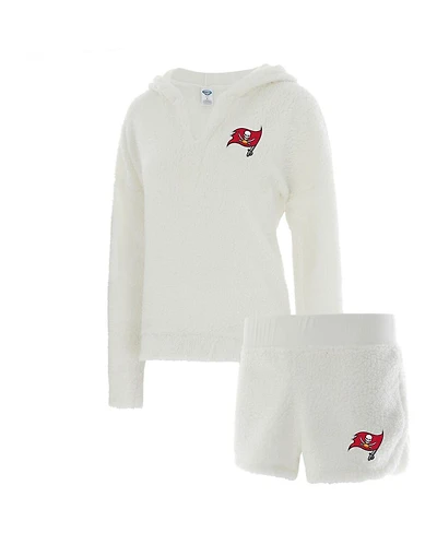 Women's Concepts Sport Cream Tampa Bay Buccaneers Fluffy Hoodie Top and Shorts Set