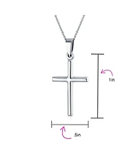 Bling Jewelry Minimalist Simple Petite Tube Small Religious Pendant Cross Necklace .925 Sterling Silver
