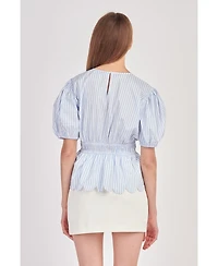 English Factory Women's Stripe Woven Blouse