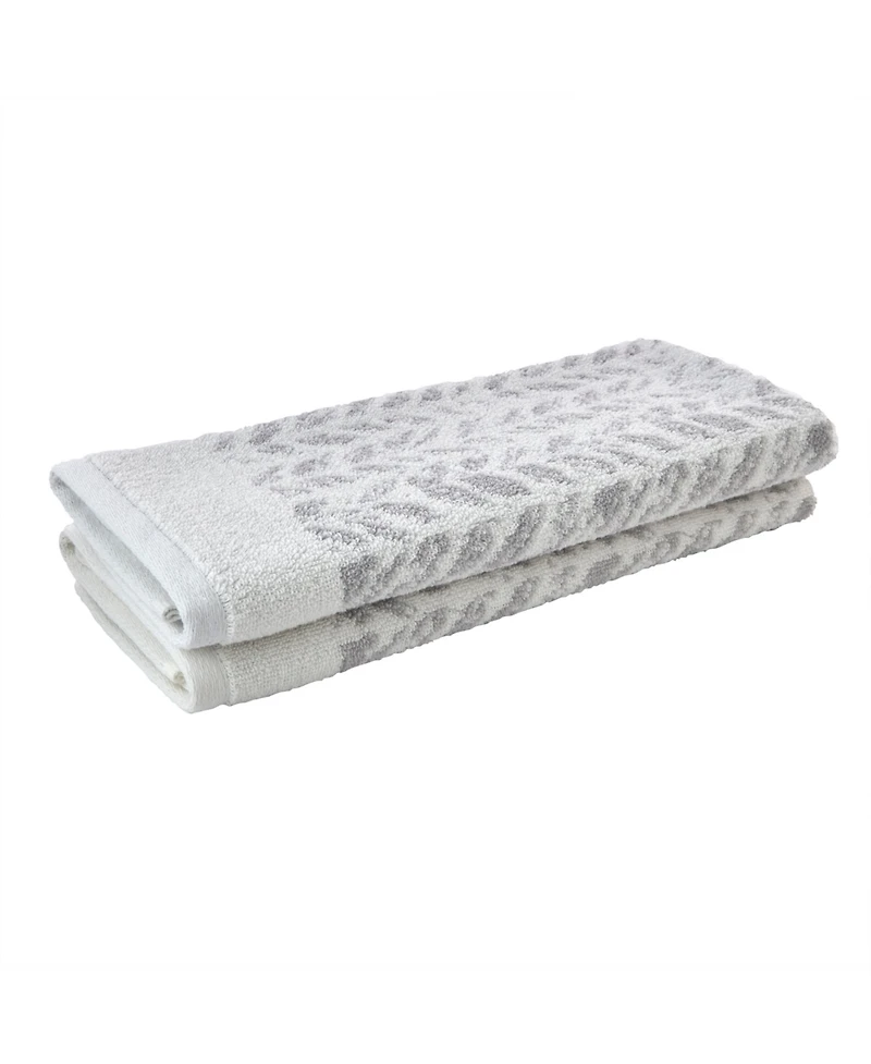 Skl Home Distressed Leaves Turkish Cotton 2 Piece Hand Towel Set, 26" x 16"