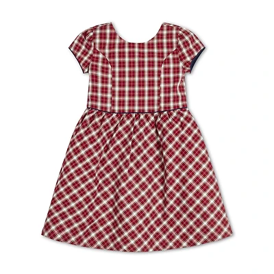 Hope & Henry Baby Girls Short Sleeve Button Back Schoolgirl Dress