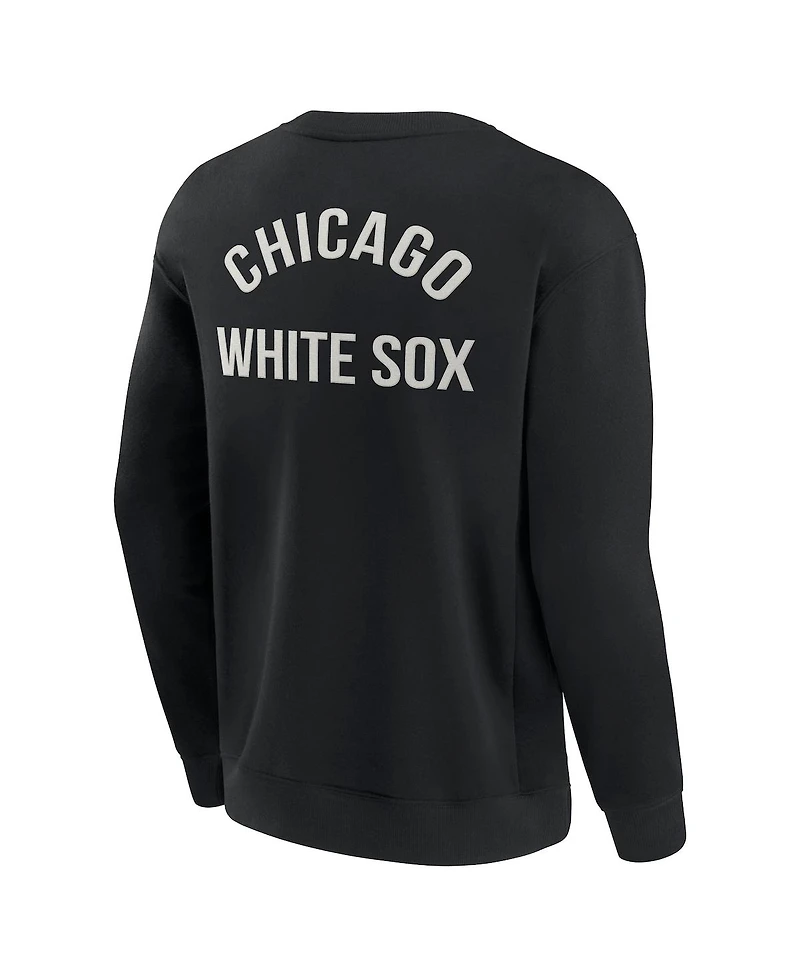 Men's and Women's Fanatics Signature Black Chicago White Sox Super Soft Pullover Crew Sweatshirt