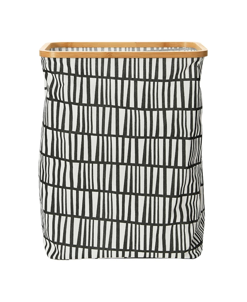 Household Essentials Bamboo Rimmed Rectangular Krush Container Hamper with Cutout Handles