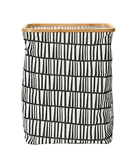 Household Essentials Bamboo Rimmed Rectangular Krush Container Hamper with Cutout Handles