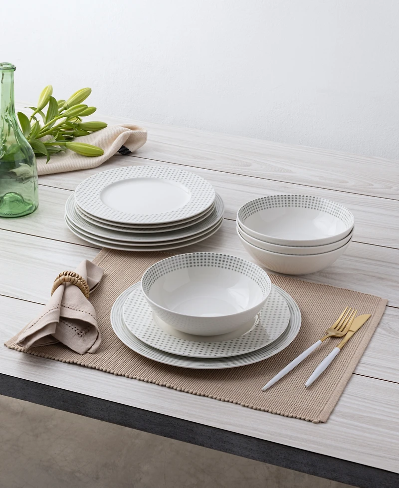 Noritake Hammock Rim 12-Piece Dinnerware Set, Service for 4
