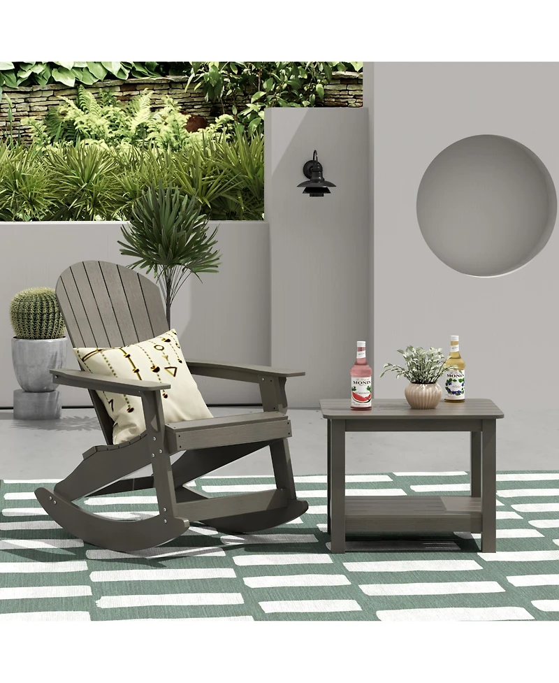 2-Piece Outdoor Patio Adirondack Rocking Chair with Side Table Set