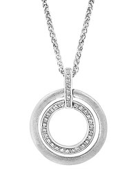 Effy Diamond Double Circle 18" Pendant Necklace (1/10 ct. t.w.) in Sterling Silver