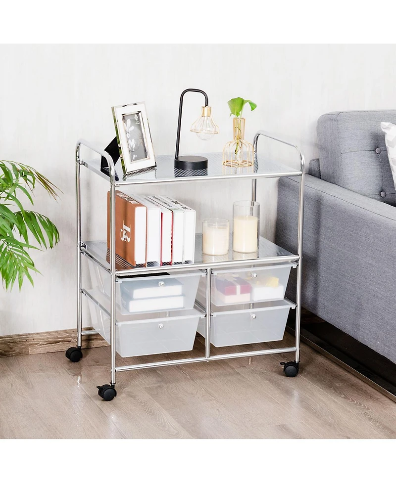 4Drawer Rolling Storage Cart shelf Scrapbook Paper Office School Organizer