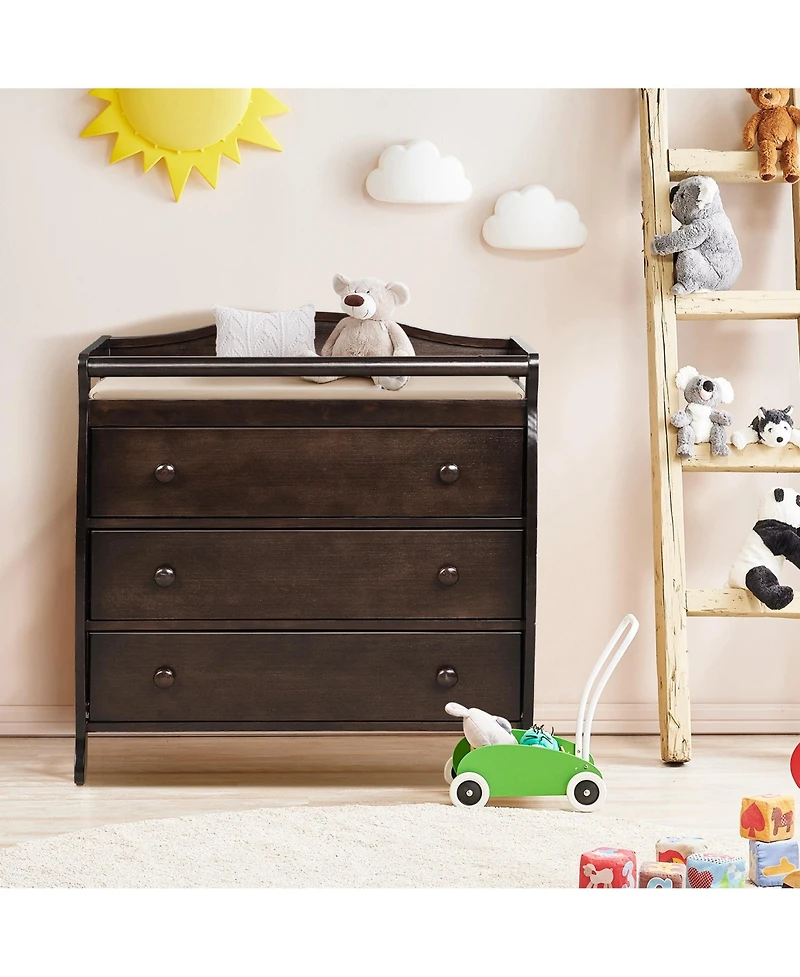 Costway Baby 3 Drawer Changing Table Diaper Station w/ Safety Belt