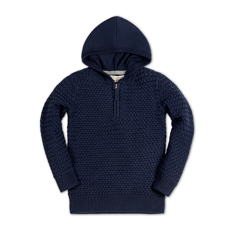 Hope & Henry Baby Boys Long Sleeve Hooded Half Zip Sweater