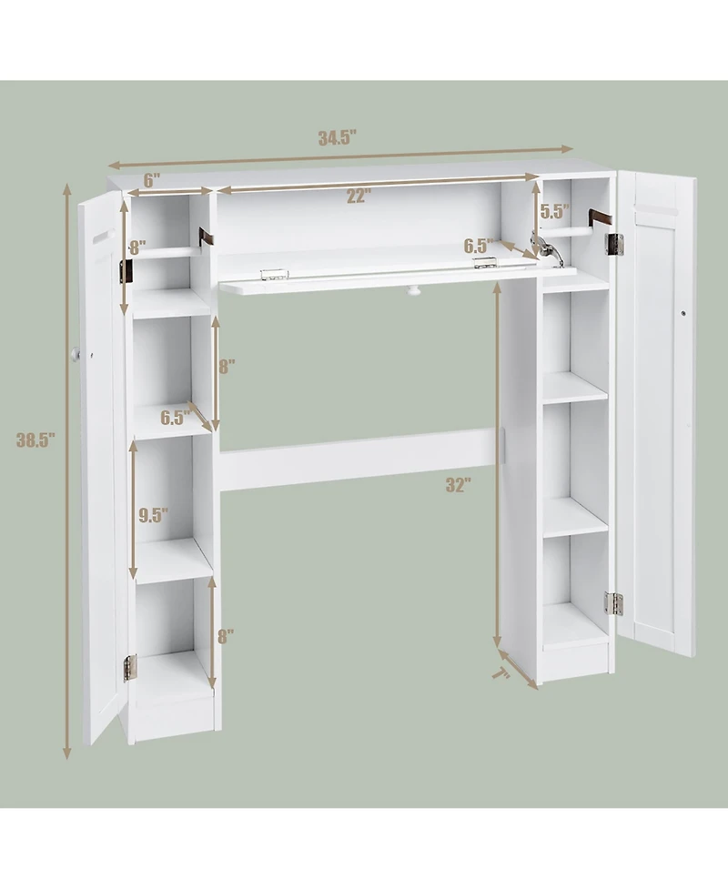 Wooden Over The Toilet Storage Cabinet Drop Door Spacesaver Bathroom