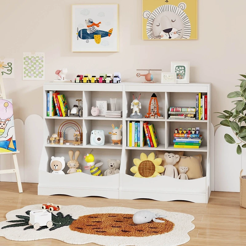 34.5" Kids Bookshelf with Anti-Tipping Kits Multi-functional Display Rack