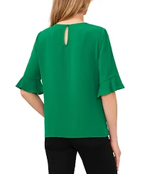 CeCe Women's Ruffled-Cuff 3/4-Sleeve Crew Neck Top
