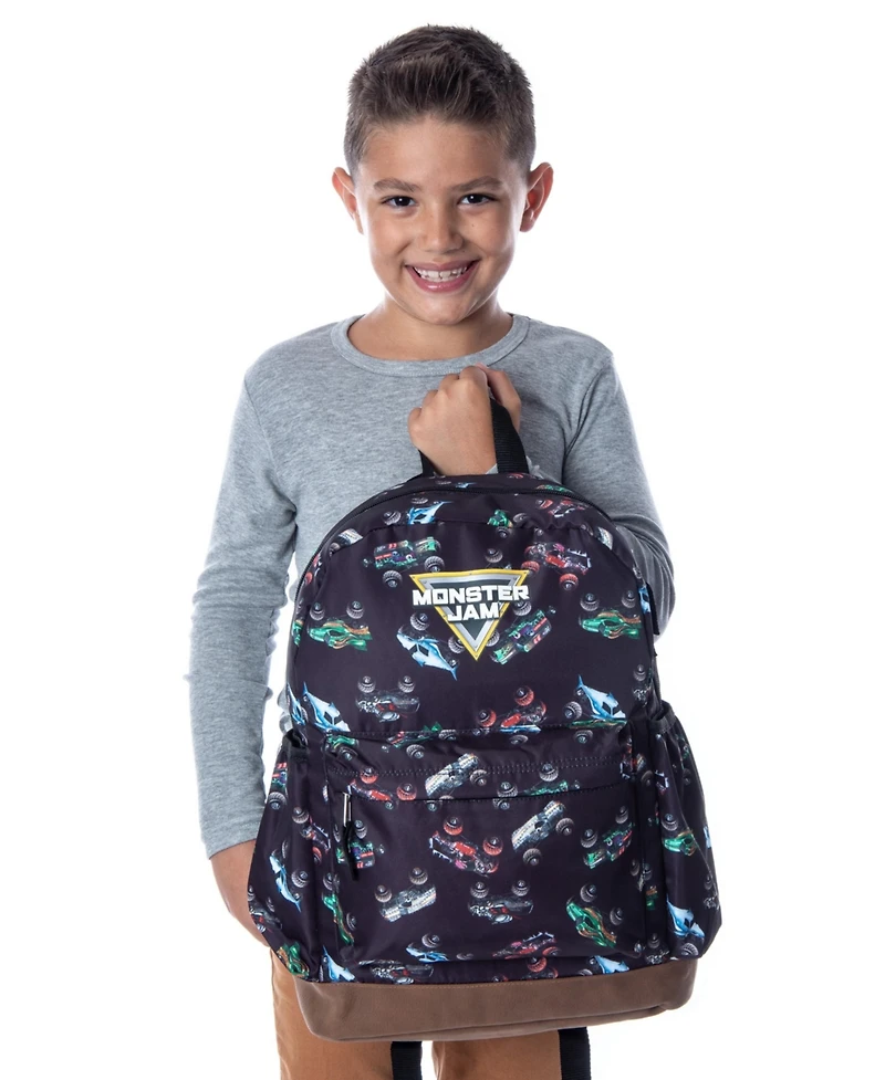 Monster Jam Backpack Dragon Zombie Grave Digger Megalodon Truck All-Over Print School Book Bag