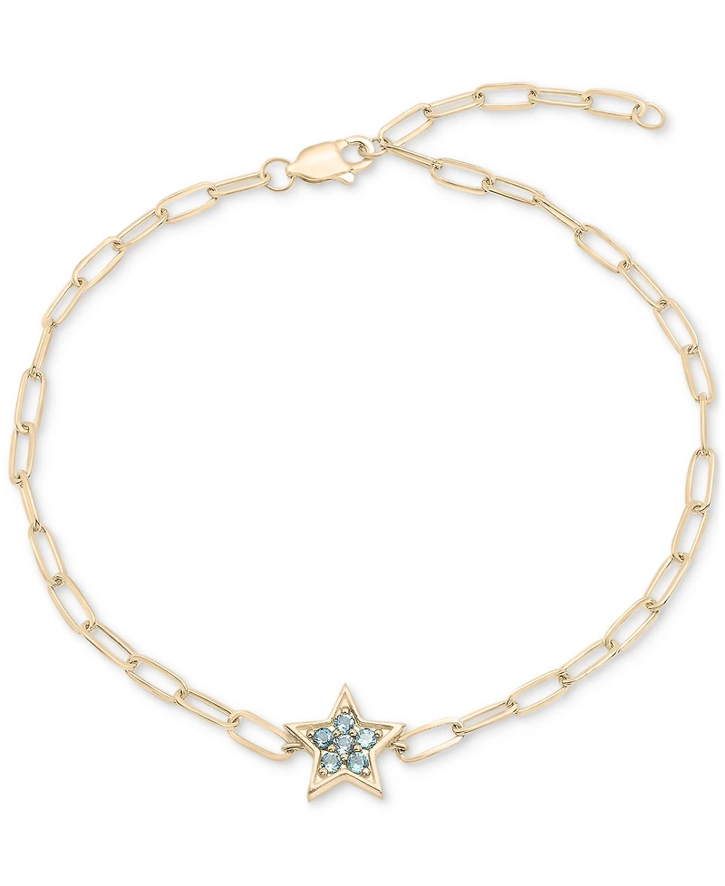 London Blue Topaz Star Cluster Ankle Bracelet (1/5 ct. t.w.) in 14k Gold-Plated Sterling Silver