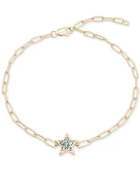 London Blue Topaz Star Cluster Ankle Bracelet (1/5 ct. t.w.) in 14k Gold-Plated Sterling Silver