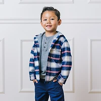 Hope & Henry Boys Long Sleeve Hooded Flannel Shirt Jacket