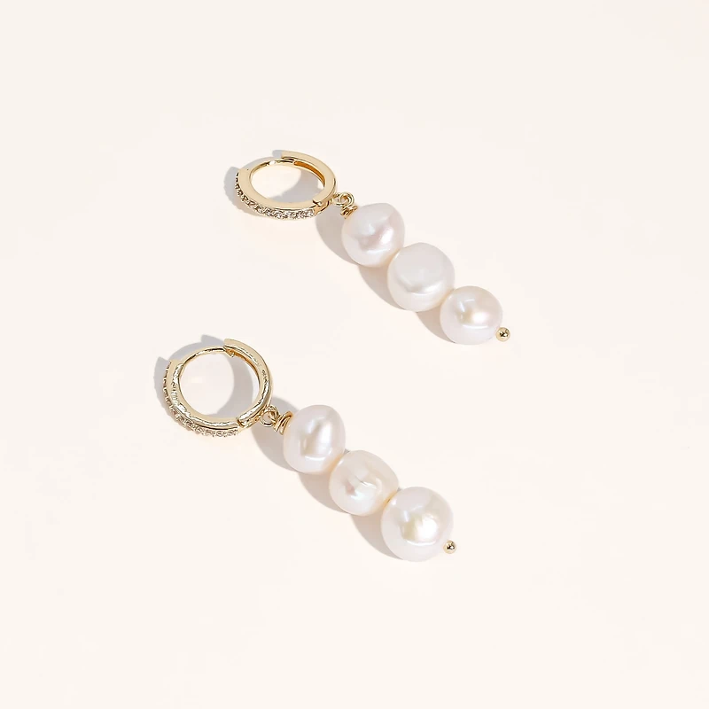 Joey Baby 18K Gold Plated Brass with Freshwater Pearl - Maja Earrings For Women