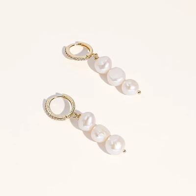 Joey Baby 18K Gold Plated Brass with Freshwater Pearl - Maja Earrings For Women