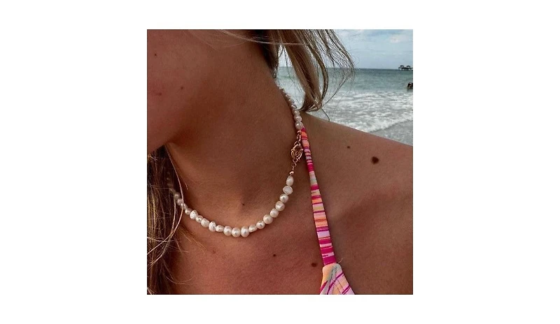 18K Gold Plated Freshwater Pearls -Jackie Essential Pearl Necklace S16" For Women
