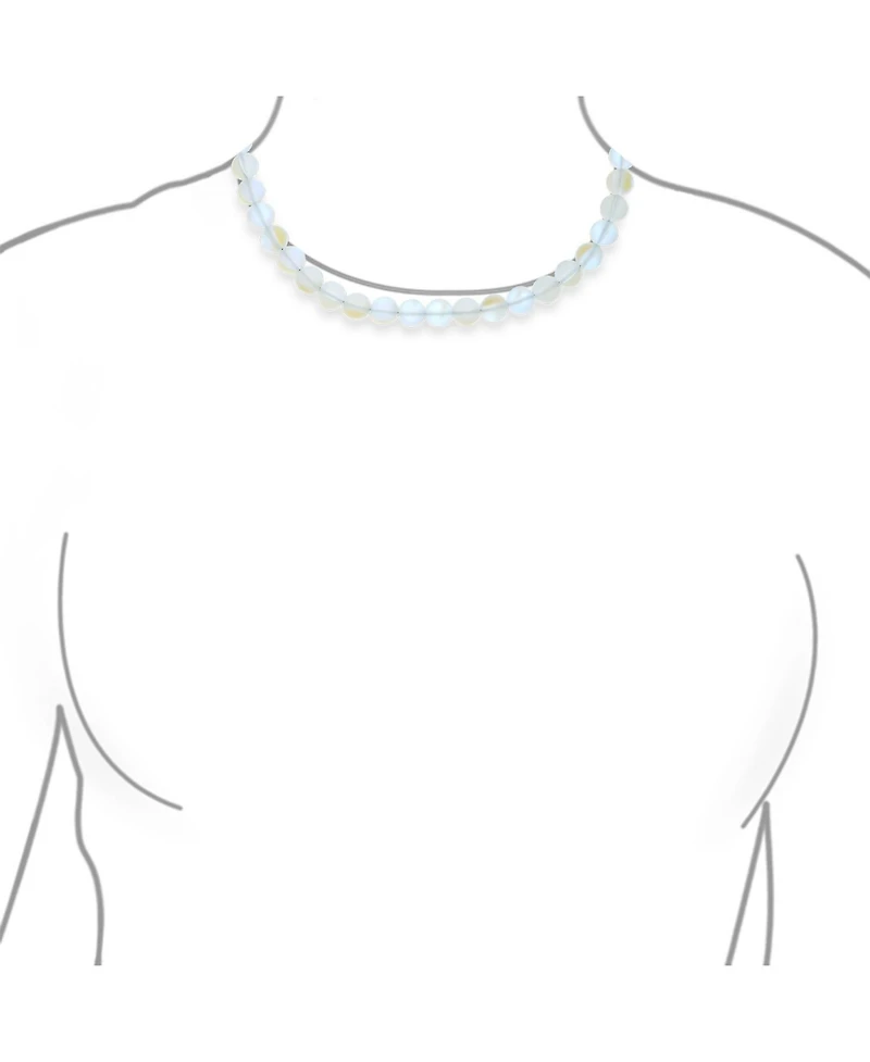 Bling Jewelry Plain Simple Changing Transcalent Created Moonstone Round 10MM Bead Strand Necklace Silver Plated Clasp