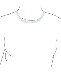 Bling Jewelry Plain Simple Changing Transcalent Created Moonstone Round 10MM Bead Strand Necklace Silver Plated Clasp