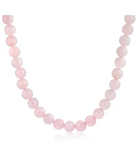 Bling Jewelry Plain Simple Classic Pale Pink Natural Rose Quartz Round 10MM Bead Strand Necklace Silver Plated Clasp