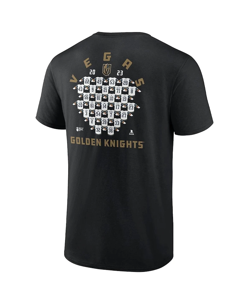 Men's Fanatics Black Vegas Golden Knights 2023 Stanley Cup Champions Jersey Roster T-shirt