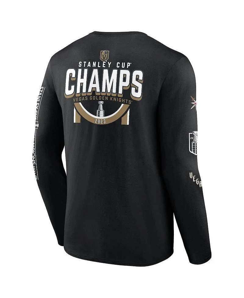 Men's Fanatics Black Vegas Golden Knights 2023 Stanley Cup Champions Banner Long Sleeve T-shirt