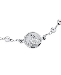 Bling Jewelry Catholic Christian Religious Prayer Beds with Cross Charm Holy Mother Virgin Mary Medal Rosary Bracelet Sterling Silver 7- 8 Inch Adjust